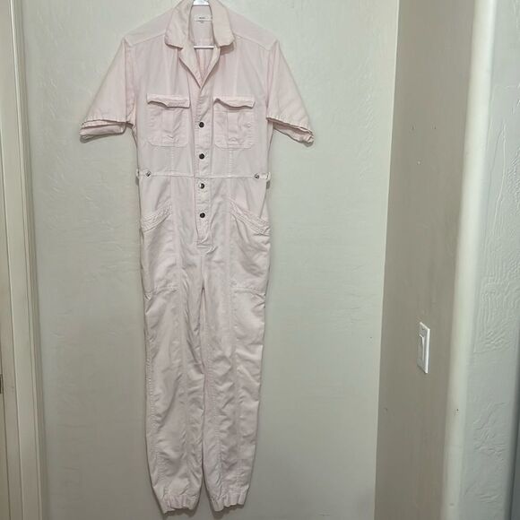 A.L.C. Petra Morganite Pink Contemporary Feminine Pockets Buttons Boho Jumpsuit - Picture 5 of 16